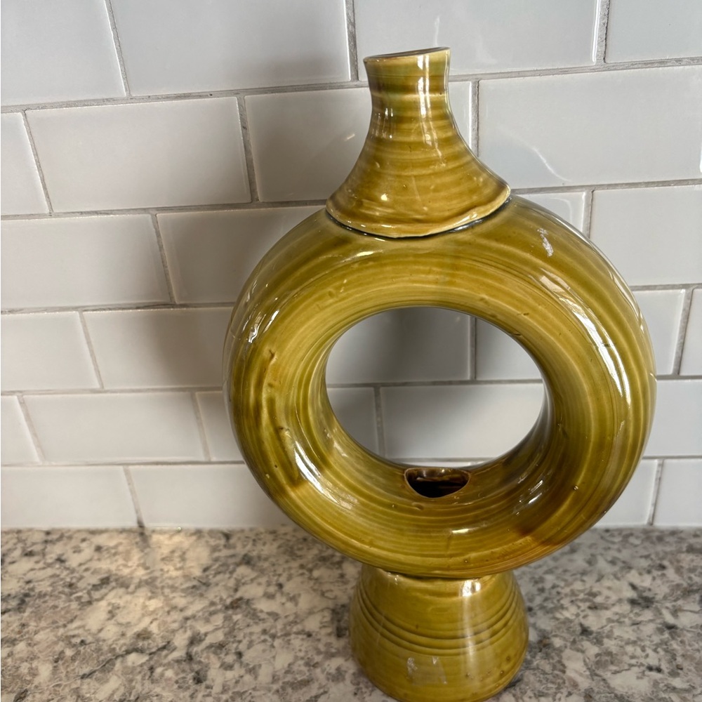 Modern Ceramic Vase in Olive Green